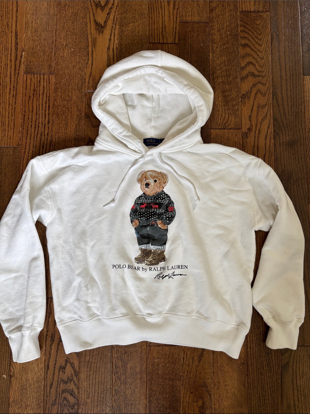 Ralph Lauren White Polo Bear Crewneck Hoodie